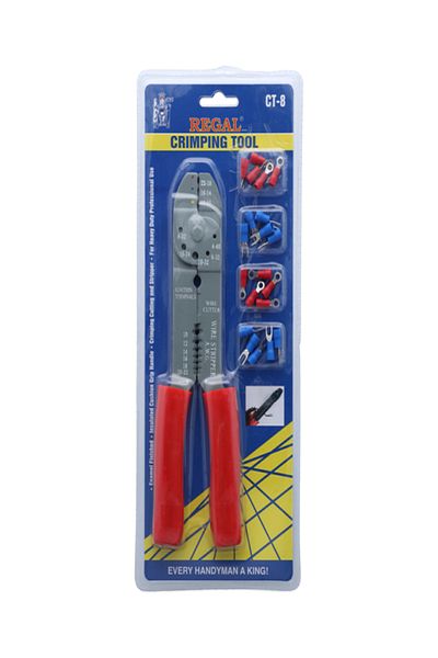 Regal Tools Insulated Cushion Grip Handle Crimping Tool Plier with Terminals