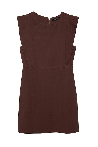Quzu Φόρεμα Gabardine Flounce Καφέ