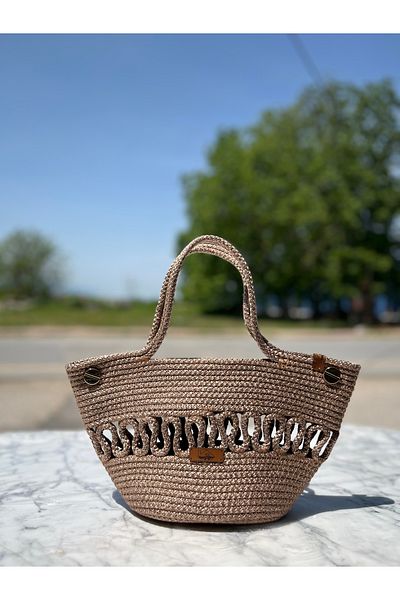 MS Glassware Jute Straw Special Design Women's Portfolio Handbag Mi̇ni̇lora