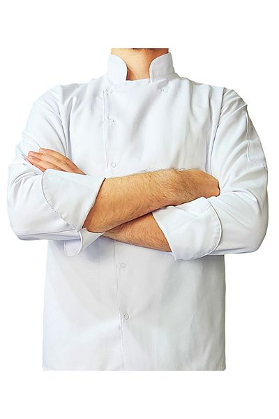 Ant Rotagrup Üniforma ve İş Elbiseleri Cook Jacket White Color Unisex Snap Fastener Long Sleeve Chef Cook Kitchen Jacket
