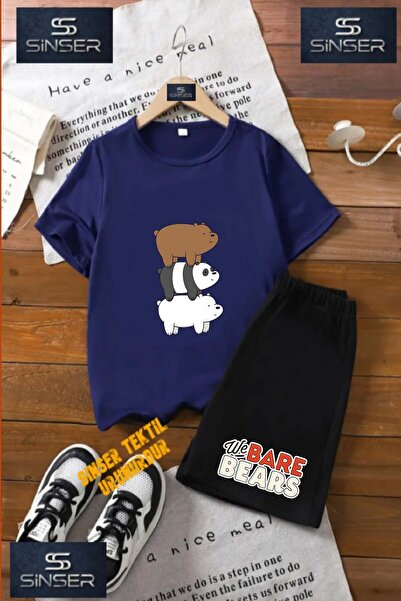 SS SİNSER تي شيرت للأطفال للجنسين "PANDAS 3PACK BACK TO BACK" مطبوع خاص برقبة...