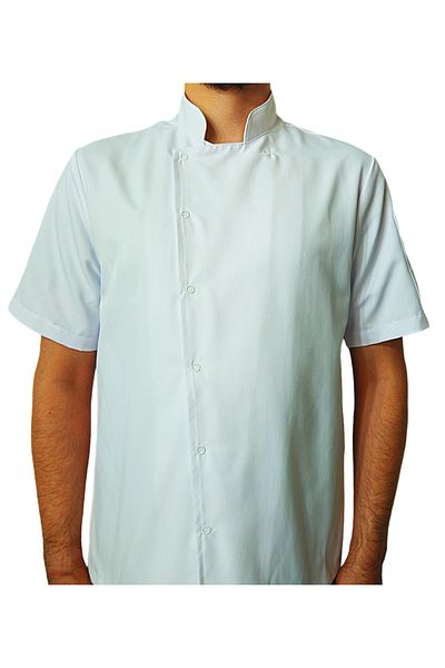 Ant Rotagrup Üniforma ve İş Elbiseleri Chef Jacket White Color Unisex Short Sleeve Summer Chef Cook Kitchen Jacket with Snap Fasteners