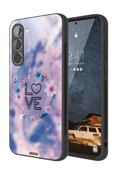 Tolwak غطاء حماية لهاتف سامسونج جالاكسي S23 بلس 5G، رسمة خاتم الحب بين الزهور