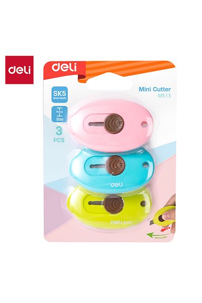 Deli EM513 3PCS Assorted Mini Cutter Set – ideal for letters, wrapping & light crafts