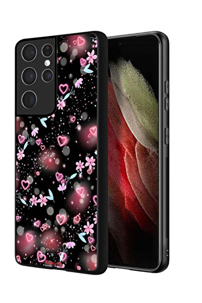 Tolwak غطاء حماية لهاتف سامسونج جالكسي S21 ألترا 5G بنقشة قلوب وأزهار صغيرة