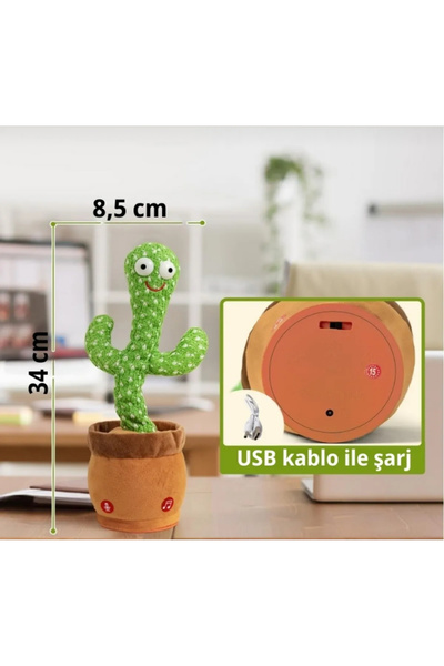 Store Şarjlı Dans Eden Konuşan Kaktüs Oyuncak, Ses Tekrar eden Şarkılı Eğitici Ve Eğlenceli