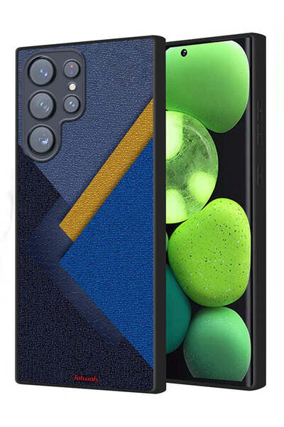 Tolwak غطاء حماية لهاتف سامسونج جالاكسي S23 ألترا 5G بنقشة مثلثات جلدية