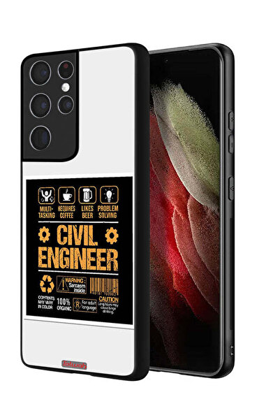 Tolwak غطاء حماية لهاتف سامسونج جالاكسي S21 ألترا 5G، ملصق مهندس مدني