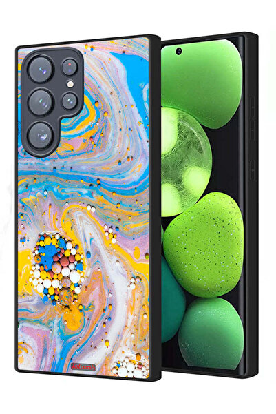 Tolwak غطاء حماية لهاتف سامسونج جالاكسي S23 ألترا 5G بأحجار كريمة ملونة تجريدية