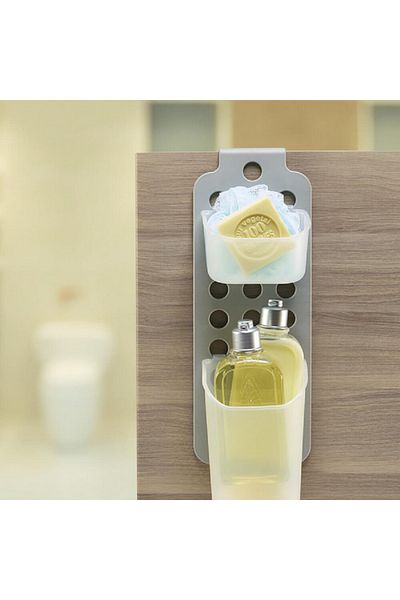 Madesmart Mini Hang It BPA-Free Bathroom Organiser with Drainage Holes Grey and White