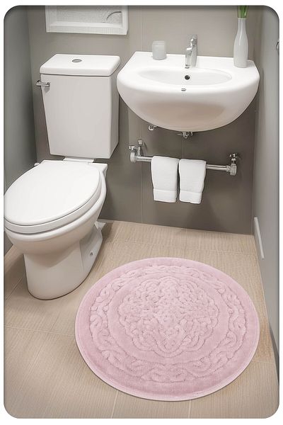 CottonCrafty Βαμβακερό υφαντό χαλάκι μπάνιου που απορροφά το νερό, χαλί μπάνιου ROYAL 60X60 CM POWDER PINK