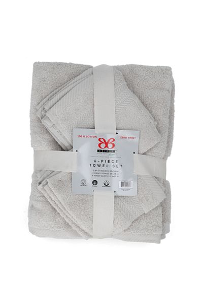 Bibb Home 6-Piece Zero Twist Super Soft Ultra Absorbent Towel Set Natural TOWEL