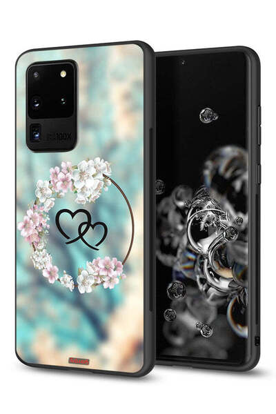 Tolwak غطاء حماية لهاتف سامسونج جالكسي S20 ألترا برسومات قلوب في حلقات فنية