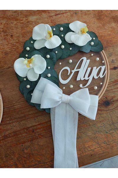 lolipophobi Oakliptus Orchid Themed Written Door Ornament, Baby Door Ornament, Decor, Newborn