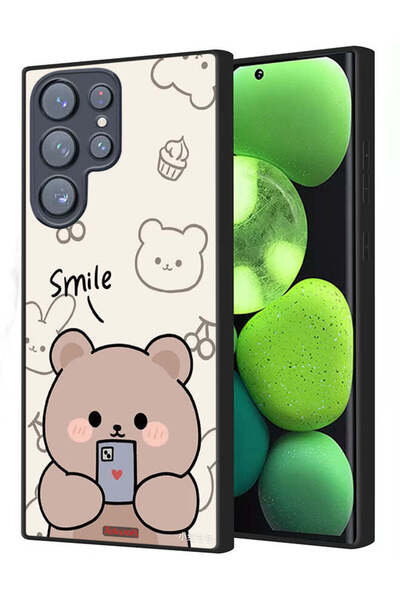 Tolwak غطاء حماية لهاتف سامسونج جالاكسي S22 ألترا 5G برسومات الدب المبتسم