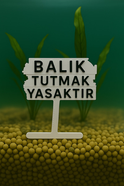 Akvaryum Balık Tutmak Yasaktır ( Beyaz ) Akvaryum Dekoru Fanus, Küçük Akvaryu...