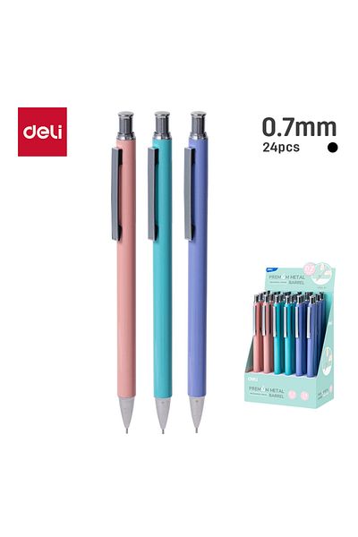 Deli EU501-07 Mechanical Pencil 0.7mm Assorted Colors – ideal for writing, exams, office use
