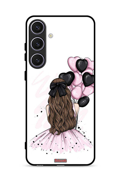 Tolwak غطاء حماية لهاتف سامسونج جالاكسي S24 5G يحمل رسمة فتاة تحمل بالونات