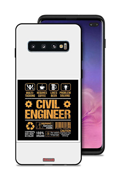 Tolwak غطاء حماية لهاتف Samsung Galaxy S10 Plus، ملصق مهندس مدني