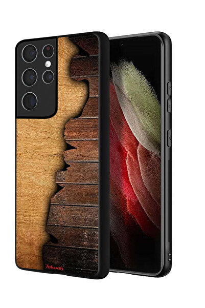 Tolwak غطاء حماية لهاتف سامسونج جالاكسي S21 ألترا 5G بنمط خشبي عتيق