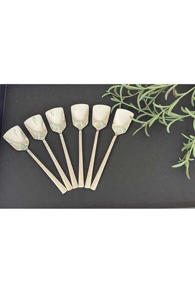 Dia Set of 6 Dessert Spoons & Ice Cream Scoops Stainless Steel