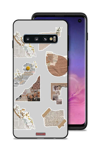 Tolwak غطاء حماية لهاتف سامسونج جالكسي S10 مصنوع من قطع من الملصقات الورقية