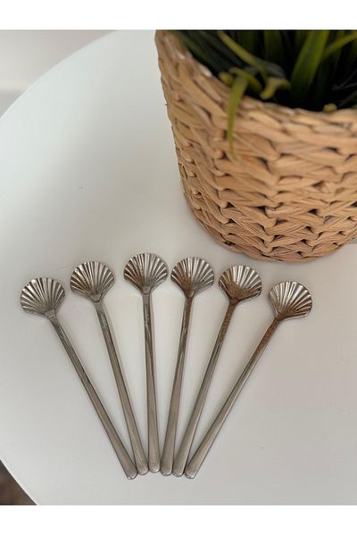 Dia Dessert Spoon Ice Cream Spoon 6 Pcs Mussel Presentation Spoon