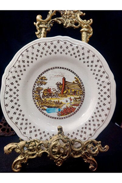 Dedemin Antikaları Antika Vintage El Boyama Dekoratif Duvar Tabağı