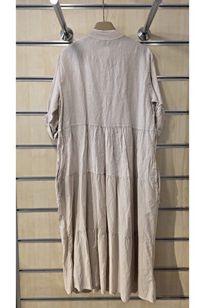 Park Moda Ιταλικό λινό φόρεμα με διχτυωτή λεπτομέρεια