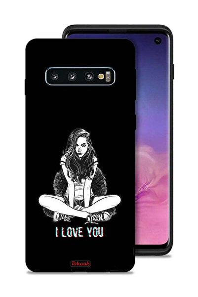 Tolwak غطاء حماية لهاتف سامسونج جالكسي S10 مطبوع عليه عبارة "أحبك"