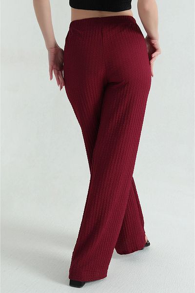 BEYAZTOPTAN 100% Stylish Women's Seersucker Palazzo Pants with Pockets