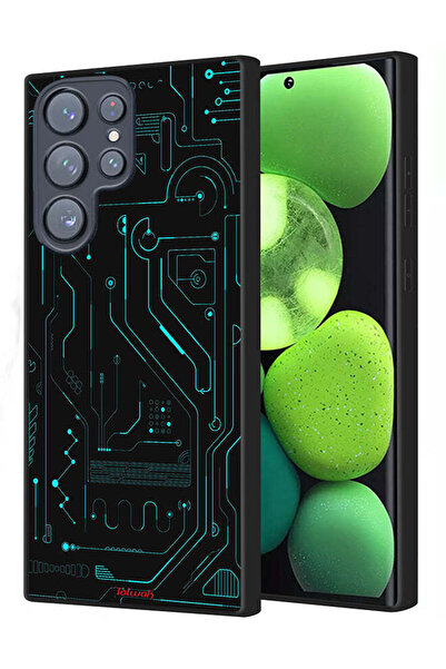 Tolwak غطاء حماية لهاتف سامسونج جالاكسي S22 ألترا 5G دوائر فنية رقمية بسيطة ش...