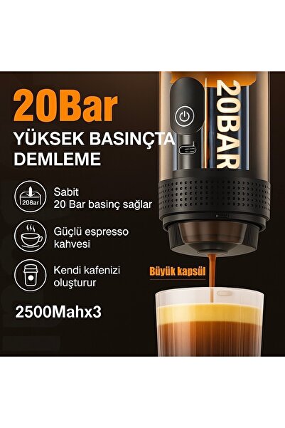 Fabrikasyon Taşınabilir Espresso Makinesi Versiyon 2 (Gri) 20Bar