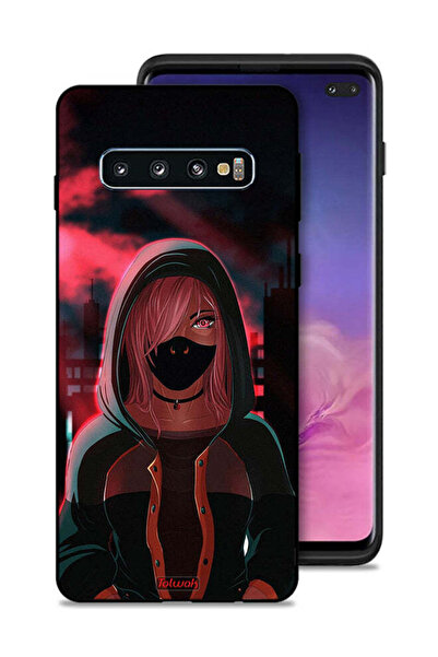 Tolwak غطاء حماية لهاتف سامسونج جالاكسي S10 بلس بتصميم فتاة ترتدي قناعًا