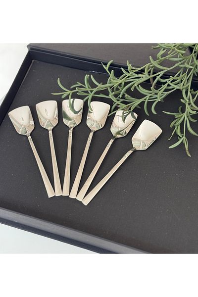 Dia Set of 6 Dessert Spoons & Ice Cream Scoops Stainless Steel