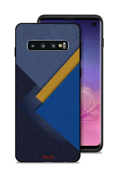 Tolwak غطاء حماية لهاتف سامسونج جالكسي S10 بنقشة مثلثات جلدية