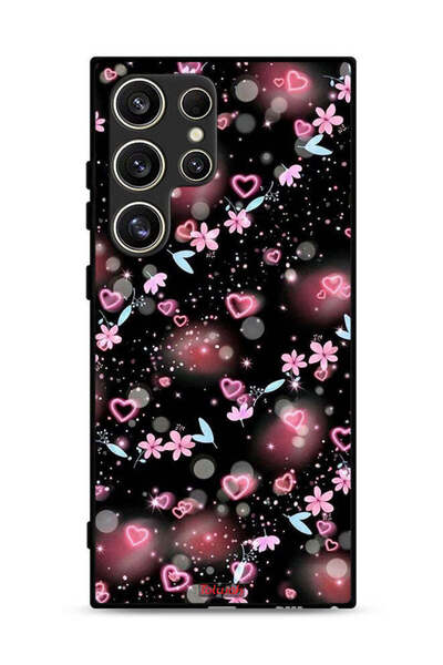 Tolwak غطاء حماية لهاتف سامسونج جالكسي S24 ألترا 5G بنقشة قلوب وأزهار صغيرة