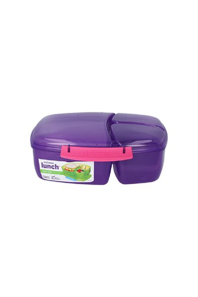 Sistema Triple Split Lunch Box with Yogurt Pot Assorted Color 2 Liter