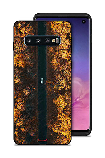 Tolwak غطاء حماية لهاتف سامسونج جالكسي S10 مطبوع عليه "الطريق في أشجار الخريف"