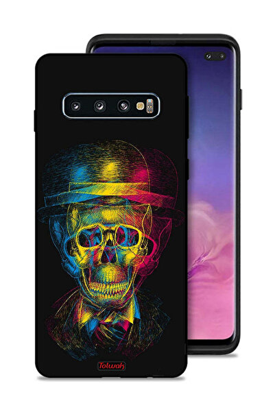 Tolwak غطاء حماية لهاتف Samsung Galaxy S10 Plus بتصميم جمجمة وقبعة ملونة وفن ...
