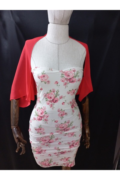 es moda shop Ariane Chiffon Short Sleeve Shawl Pomegranate Flower