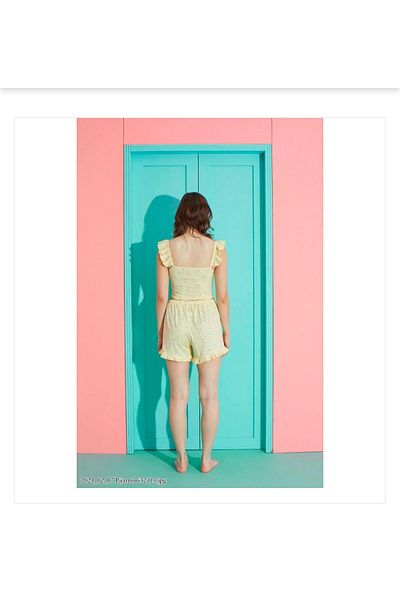 Pijamoni This Is Suitable for the Summer of the Season Milan Fabric Yellow Pajama Set