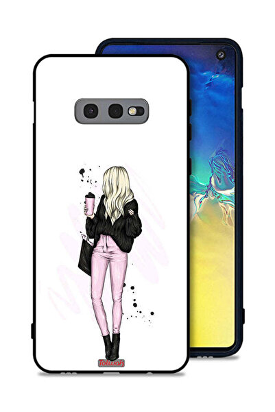 Tolwak غطاء حماية لهاتف Samsung Galaxy S10e بتصميم فتاة تحمل كوب قهوة