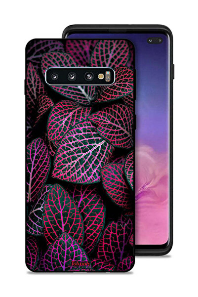 Tolwak غطاء حماية لهاتف سامسونج جالكسي S10 بلس بنقشة أوراق سالجا