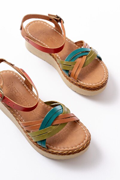 Aymood 730-037 Multi Genuine Leather Orthopedic Sole Women's Sandals