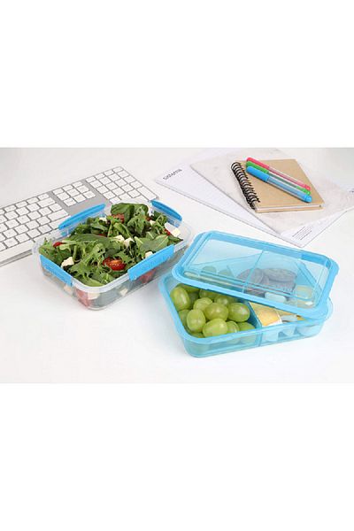 Sistema Rectangular Lunch Stack Blue and Clear