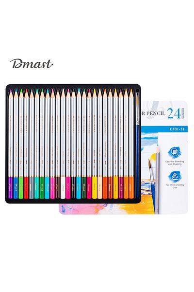 Deli EC301-24 Watercolor Pencil Set 24 Colors – Ideal for Painting, Blending & Art