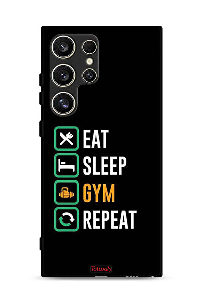 Tolwak غطاء حماية لهاتف Samsung Galaxy S24 Ultra 5G، Eat Sleep Gym Repeat