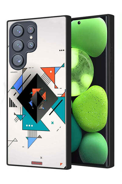 Tolwak غطاء حماية لهاتف سامسونج جالاكسي S23 ألترا 5G بأشكال مربعة ومثلثة ونمط تجريدي