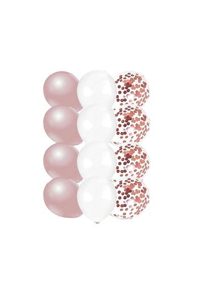 tedaks 10 Pieces 12 Inch White Rose Gold and Confetti Mixed Balloon